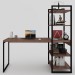 Mesa Escrivaninha Flex Industrial Aço 4 Prateleiras Nogal/Preto - Panorama Móveis