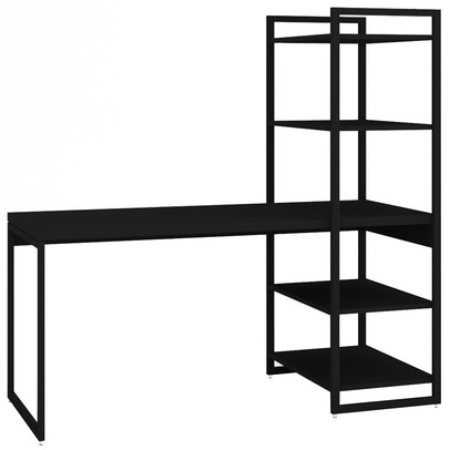 Mesa Escrivaninha Flex Industrial Aço 4 Prateleiras ônix/Preto - Panorama Móveis
