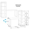 Mesa Escrivaninha Flex Industrial Aço 4 Prateleiras Snow/Preto - Panorama Móveis