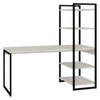 Mesa Escrivaninha Flex Industrial Aço 4 Prateleiras Snow/Preto - Panorama Móveis
