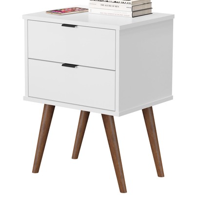 Mesa de Cabeceira Luxo 2 Gavetas Branco 1818 - Jb Bechara