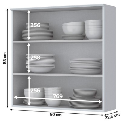 Armário Aéreo Cozinha 80 Cm Nova York 2 Portas 2 Prateleiras Branco Hp - Henn
