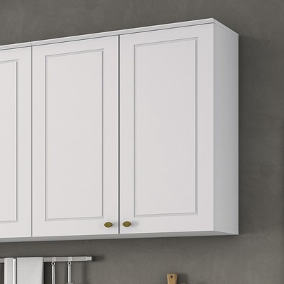 Armário Aéreo Cozinha 80 Cm Nova York 2 Portas 2 Prateleiras Branco Hp - Henn