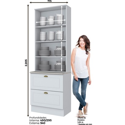 Paneleiros Nova York 2 Portas 2 Gavetas Branco Hp - Henn