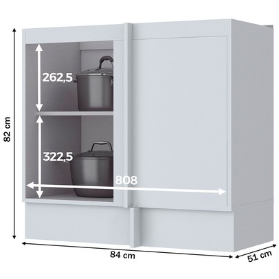 Armário de Cozinha Canto Reto Nova York 1 Porta 1 Prateleira Branco Hp - Henn