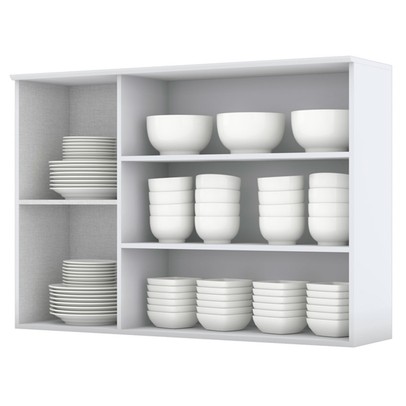 Armário Aéreo Cozinha 120 Cm Nova York 3 Portas 3 Prateleiras com Vidro Branco Hp - Henn