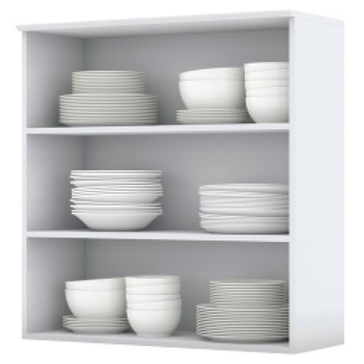 Armário Aéreo Cozinha 80 Cm Nova York 2 Portas 2 Prateleiras com Vidro Branco Hp - Henn