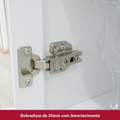 Armário Aéreo Cozinha 80 Cm Nova York 2 Portas 2 Prateleiras com Vidro Branco Hp - Henn