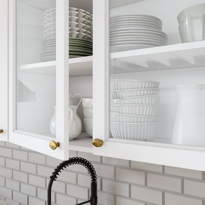 Armário Aéreo Cozinha 80 Cm Nova York 2 Portas 2 Prateleiras com Vidro Branco Hp - Henn