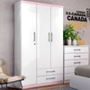 Guarda-Roupa Solteiro Miami 3 Portas 2 Gavetas Flex Branco/Rosa Chá - Henn
