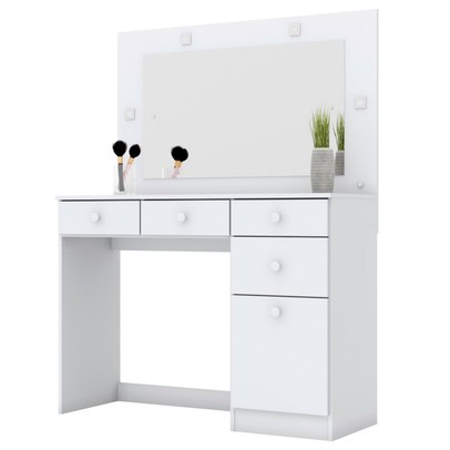 Penteadeira Charme 1 Porta 4 Gavetas com Espelho Branco Hp - Henn