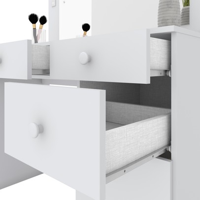 Penteadeira Charme 1 Porta 4 Gavetas com Espelho Branco Hp - Henn