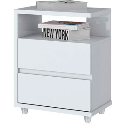 Mesa de Cabeceira Lacy 2 Gavetas Flex Branco - Henn
