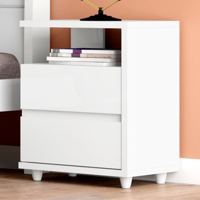 Mesa de Cabeceira Lacy 2 Gavetas Flex Branco - Henn