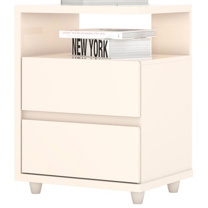 Mesa de Cabeceira Lacy 2 Gavetas Flex Off White - Henn