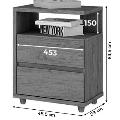 Mesa de Cabeceira Lacy 2 Gavetas Flex Off White - Henn