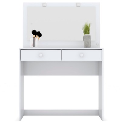 Penteadeira Léia 2 Gavetas com Espelho Branco - Henn