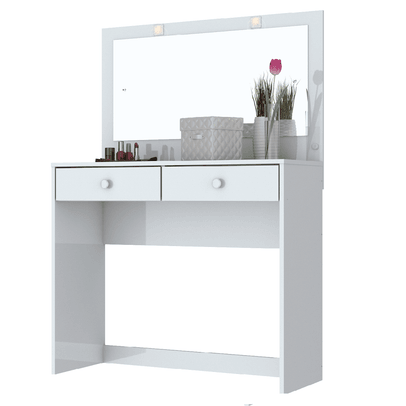 Penteadeira Léia 2 Gavetas com Espelho Branco - Henn