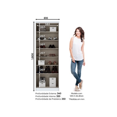 Armário Multiuso 2 Portas 6 Prateleiras Branco - Henn