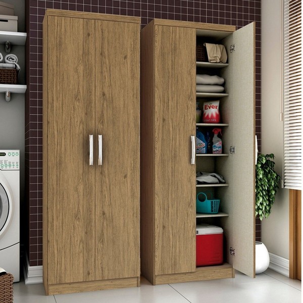 Armário Multiuso 2 Portas 6 Prateleiras Rústico - Henn