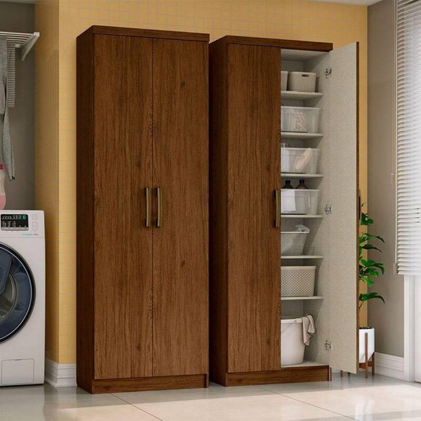 Armário Multiuso 2 Portas 6 Prateleiras Castanho Hp - Henn