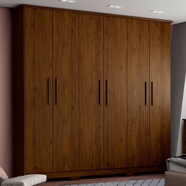 Guarda-Roupa Casal Lima 6 Portas 3 Gavetas Castanho Hp - Henn