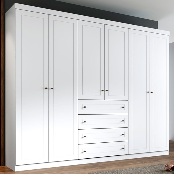 Guarda-Roupa Casal Mississipi 6 Portas 4 Gavetas Branco Hp - Henn
