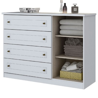 Cômoda Mississipi 1 Porta 4 Gavetas Branco Hp - Henn