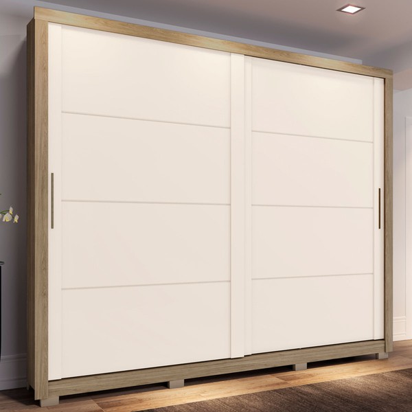 Guarda-Roupa Casal Parma 2 Portas 4 Gavetas Rústico/Off White - Henn