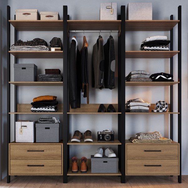 Closet Casal Tech 4 Gavetas Mel/Preto Te0030 - Delmarco