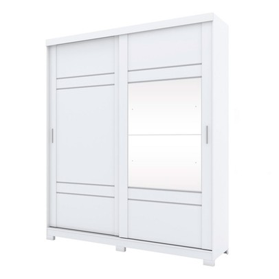 Guarda-Roupa Casal Turin 2 Portas 3 Gavetas Flex com Espelho Branco/Rosa Chá - Henn