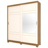 Guarda-Roupa Casal Turin 2 Portas 3 Gavetas com Espelho Nature/Off White - Henn