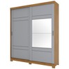 Guarda-Roupa Casal Turin 2 Portas 3 Gavetas com Espelho Nature/Cinza - Henn