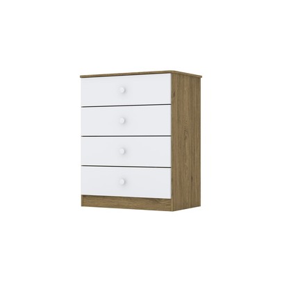 Cômoda Infantil Amarelinha 4 Gavetas Rústico/Branco - Henn