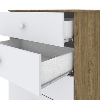 Cômoda Infantil Amarelinha 4 Gavetas Rústico/Branco - Henn