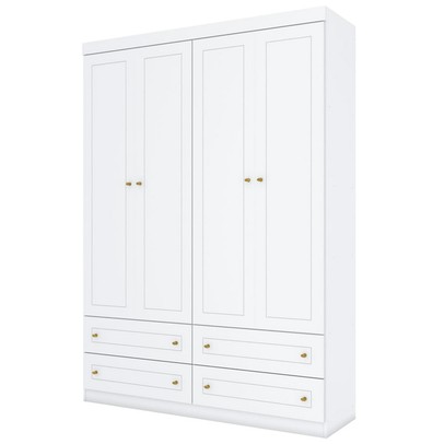 Guarda-Roupa Infantil Mississipi 4 Portas 4 Gavetas Branco Hp - Henn