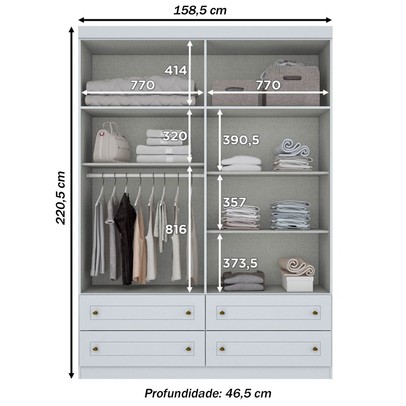 Guarda-Roupa Infantil Mississipi 4 Portas 4 Gavetas Branco Hp - Henn