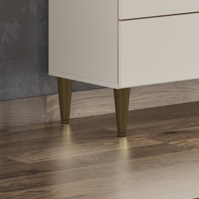 Cristaleira ágata 2 Portas 2 Gavetas com Vidro Off White/Nature - Henn