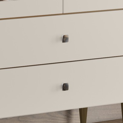 Cristaleira ágata 2 Portas 2 Gavetas com Vidro Off White/Nature - Henn