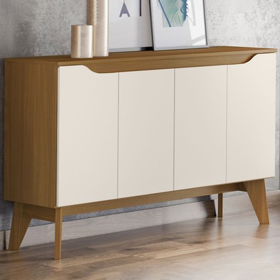 Aparador Buffet Ambar 4 Portas 2 Prateleiras Nature/Off White Si351 - Henn