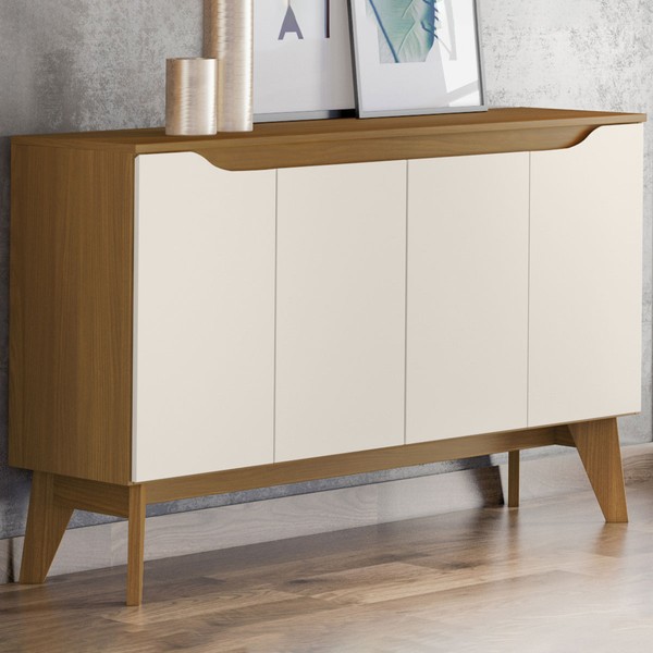 Aparador Buffet Ambar 4 Portas 2 Prateleiras Nature/Off White Si351 - Henn