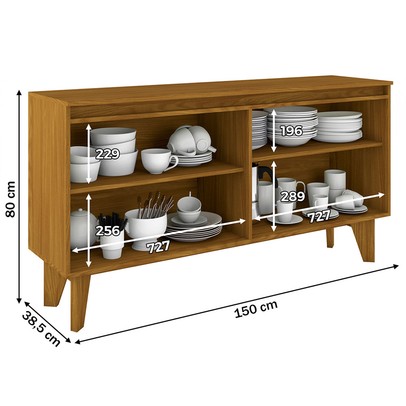 Aparador Buffet Ambar 4 Portas 2 Prateleiras Nature/Off White Si351 - Henn