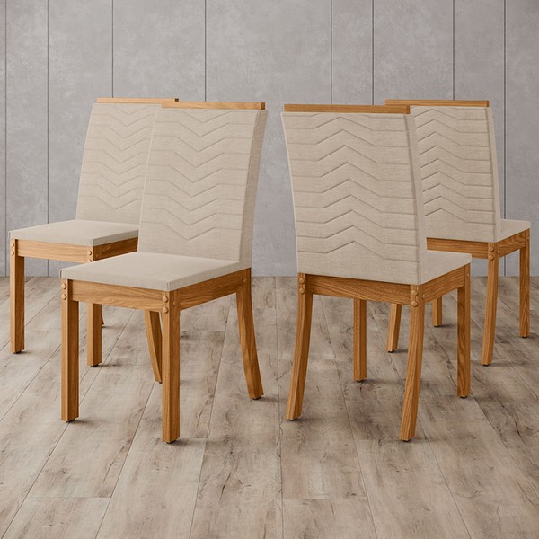 Cadeiras Kit 4 Cadeiras Dina Nature/Linho - Henn