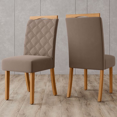 Cadeiras Kit 2 Cadeiras Labelle Marrom Amêndoa - Henn