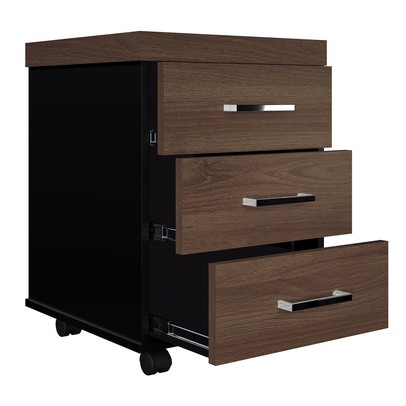 Escritório Completo 3 Gavetas 6098 Charuto/Preto - Artany Móveis