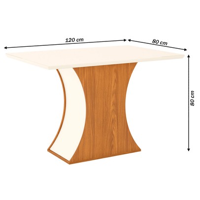 Mesa de Madeira Selena com Vidro Nature/Off White Sci17 - Henn