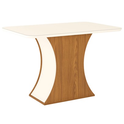 Mesa de Madeira Selena com Vidro Nature/Off White Sci42 - Henn