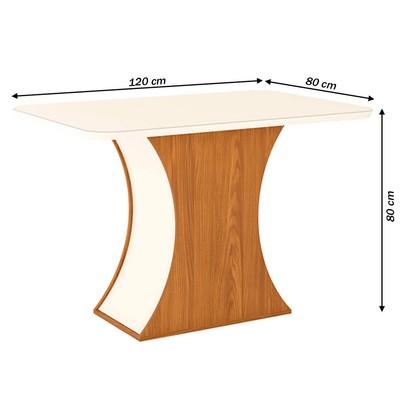 Mesa de Madeira Selena com Vidro Nature/Off White Sci42 - Henn