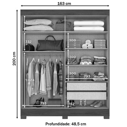 Guarda-Roupa Solteiro Amsterdã 2 Portas 2 Gavetas com Espelho Flex Branco/Rosa - Briz