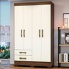 Guarda-Roupa Solteiro Fabuloso 4 Portas 2 Gavetas Castanho Hp/Off White - Briz